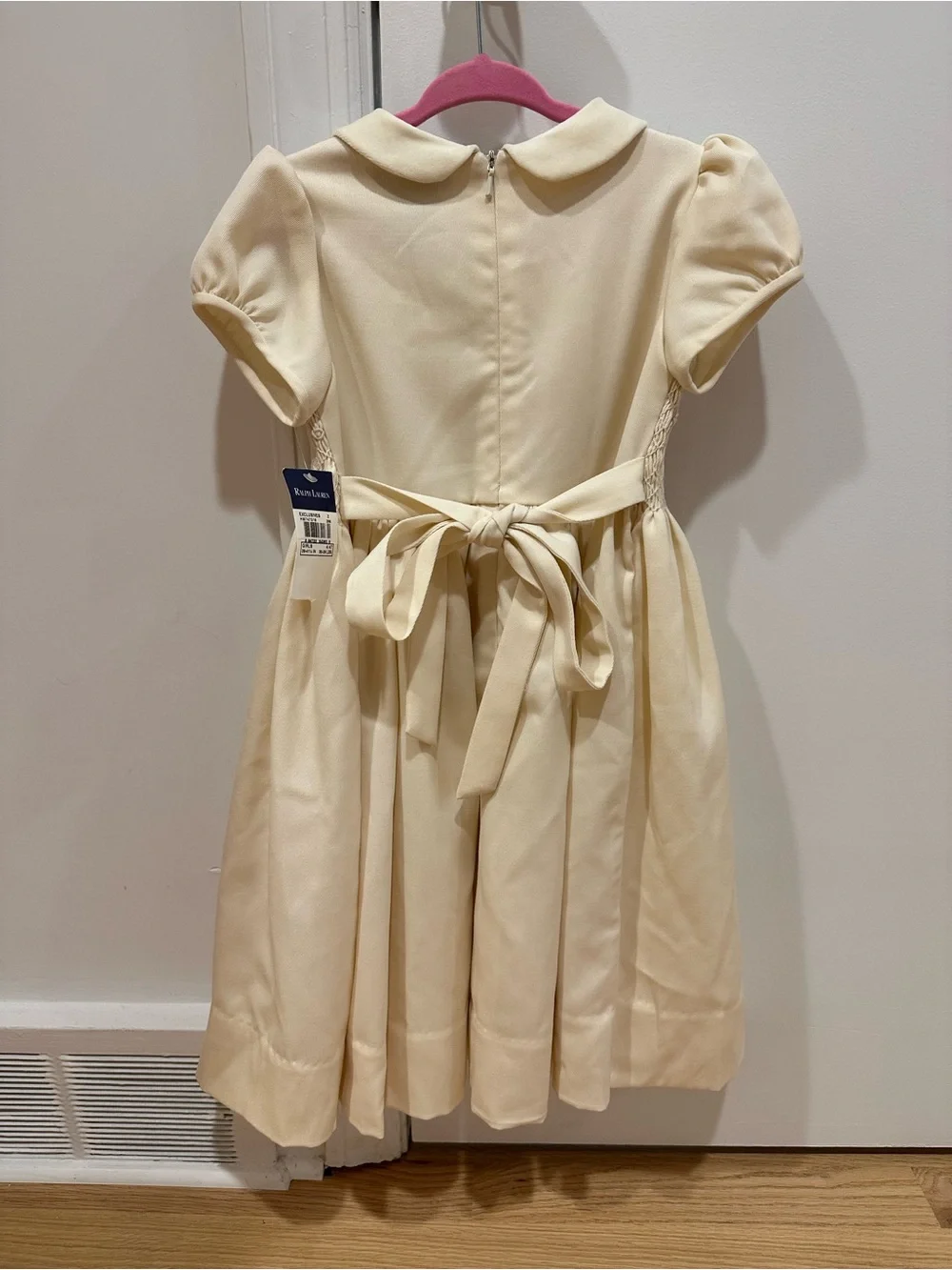 Ralph Lauren Cream Smocked Peterpan Collar Dress